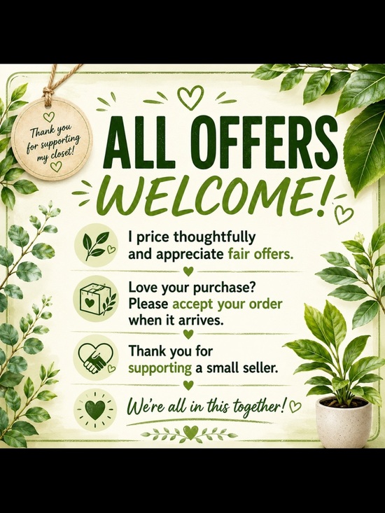 Other - All Offers Welcome Green Botanical Sign